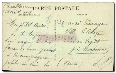 Navio a vapor Bordeaux — Compagnie Générale Transatlantique Martinique — C.B. — 193 — Verso