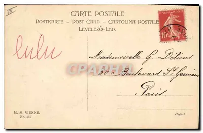 Quattro giovani donne in abito bianco su un ponte — 1er Gennaio 1907 — M. M. Vienne, Nr. 257 — Verso