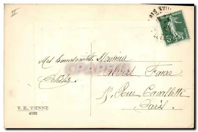 Szczęśliwe Lâques — krajobraz z młynem wodnym — wydawca V.K. Wiedeń, n°4039 — Rewers