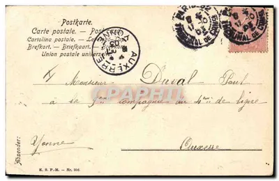 Bilhete postal antigo Cachorro Cachorros Criança — Verso