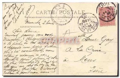 Revisão do 14 de Julho de 1904 — O Geral Pamard entregando as Medalhas Militares — Editor: Imprensa Hugues, Toulouse — Verso