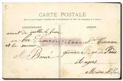 St-Nazaire — Pałacowiec Transatlantyk La Normandie wychodzący z portu — Rewers