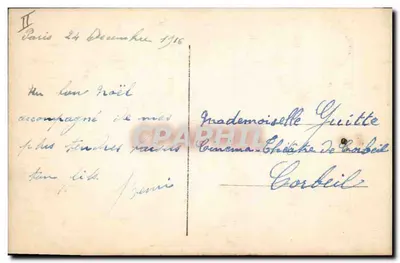 Sininho de Natal — decorado com rosas e visco — editado por R.B. Paris, n° 434 — Verso