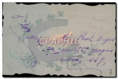 Carta postal decorativa com inicial C — peixes e flores — editor Carte Postale — Verso
