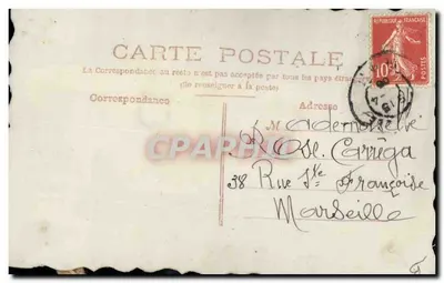Poisson décoratif — carte postale avec texte manuscrit et rubans — Verso