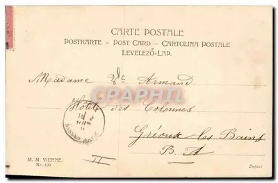 Mulher à beira da água — motivo floral Art Nouveau — editor M. M. Vienne, n° 190 — Verso