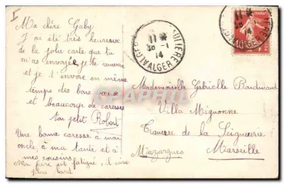 Cachorro preto — com fita azul e rosas — editor K.J. n°1120 — Verso
