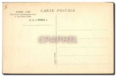 S.S. « ROMA » — Franse mediterrane lijn — uitgever Fabre Line, n° II — Achterkant