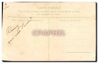Arranjo de rosas em um barco — peixe e texto de brincadeira — datada 1º de Abril — Verso