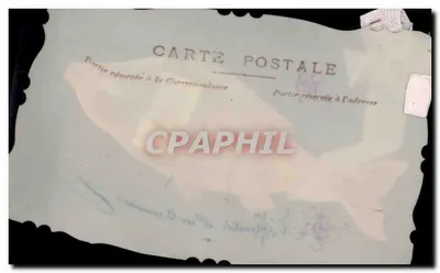 Poisson décoratif — carte postale ornée d'un poisson en tissu avec ruban — éditeur non identifiable — Verso