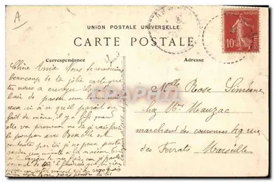 Stara pocztówka Folklore Bretagne Lits Clos Wyruszenie na chrzcie — Rewers