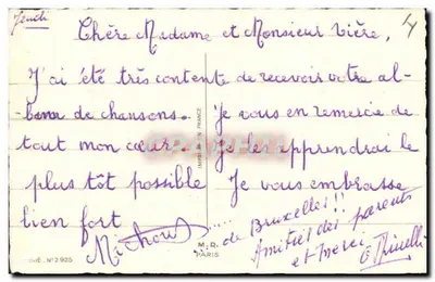 Dzieci grające z ptakami — Chansonnette — Imprimerie M. R. Paris, nr 2925 — Rewers