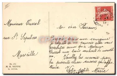 Menina com coroa de houx — Feliz Ano! — M. M. MUNK, Nr. 476 — Verso
