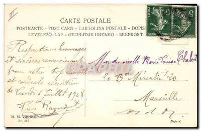 Quatro jovens mulheres dançando na praia — editor M. M. Vienne, n° 257 — Verso