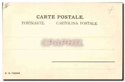 Casal diante de um grande ovo de Páscoa — com pintinhos — editor M. M. Vienne — Verso