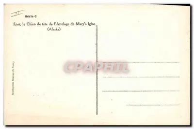 Spaï, pies z przodu pociągu Mary's Igloo — (Alaska) — Wydawnictwa Reunies de Nâang, seria 6 — Rewers
