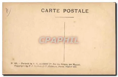 Albert I — Portret w mundurze — P.J. Galluis & C°, nr 333 — Rewers