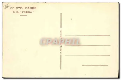 S.S. 'Patria' — Costa do Azur — C° Cyp. Fabre — Verso