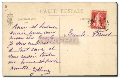 Lits-Clos i Berceaux — Temat: kobieta i dziecko obok drewnianego mebla rzeźbionego — Wydawca: E. Brecy, nr 4439 — Rewers