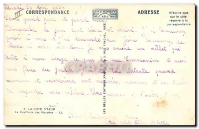 Kwitki fioletów — Côte d'Azur — Éditions Françaises, Nice — Rewers
