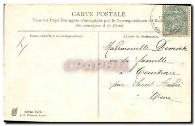 Sinos e musgo — Felizes Páscoas! — K. F. Éditeurs, Paris, Série 1474 — Verso