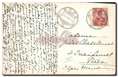 Paisagem invernal — árvore nevada e visco — editor desconhecido, número de série não visível — Verso