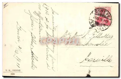 Lotnicy w samolocie — kartka życzeń — V. K., Wiedeń, nr 5250 — Rewers