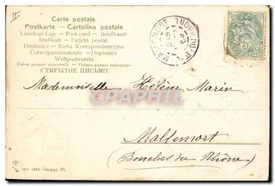 Pensamento — carta postal com flores — série 1882, grupo 10 — Verso
