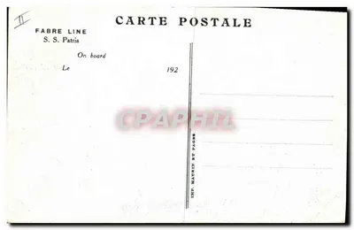 Navio S.S. Patria — Navio da Linha Fabre — Editor: Imp. Maurin et Pages — Verso