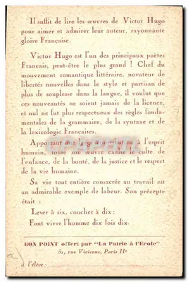 Victor Hugo — 1802-1885 — editor não visível — Verso