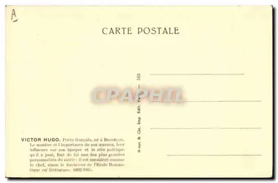 Victor Hugo — retrato — Braun & Cie, Paris, n° 563 — Verso
