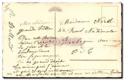 Bukiet chryzantem w koszyku — C. Klein — nr 228 — Rewers