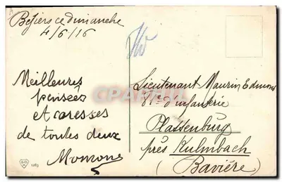 Bouquet di crisantemi — disegno firmato E. Klein — n° 1283 — Verso