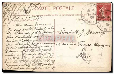 Calais — A « Queen » saindo do Porto — Edição Grand Hatan, Lourcette — Verso