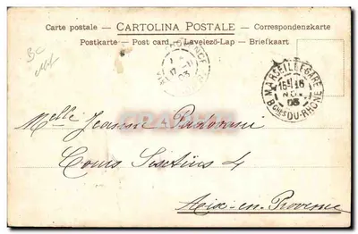 Mulher com chapéu de penas — ilustração Art nouveau — Carta postal, n°03 — Verso