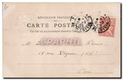 Carta postal francesa — 17 de março de 1902 — editor não identificado — Verso