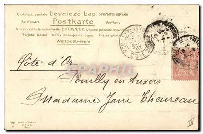 Mazzo di lilac — illustrazione — Cartolina postale Levelezö Lap. — Verso