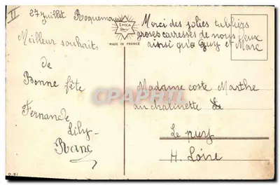 Bouquet de roses — Bonne fête — E.V. Ruinart — Reverso