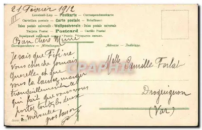 Scimmia e scimmia a tavola — scena umoristica — editore V. M. L. n° 108 — Verso