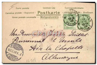 Deux singes en costume — scène de conversation — éditeur 'Levelezö-Lap' (verso) — Verso