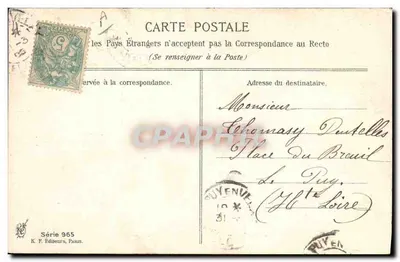 Caricatura de um homem com chapéu de feltro — 1º de abril de 1905 — K. F. Editores, Paris, Série 965 — Verso