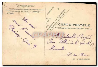 Flor e peixe — 1º de abril — Editor: J. Robert-Marseille, n° não visível — Verso