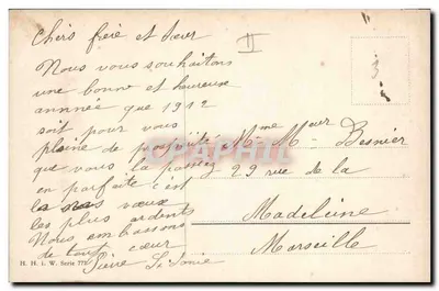 Twee mollen en bloemstuk — Gelukkig Nieuwjaar — H. H. i. W. Série 771 — Achterkant