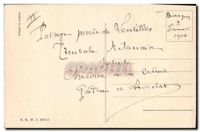 Jovem mulher e porco — Boas Festas — S.K.W. I. 3072-3 — Verso