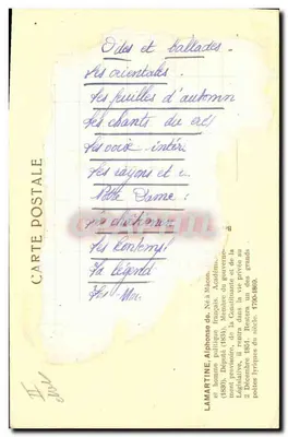 Alphonse de Lamartine — retrato — Verso