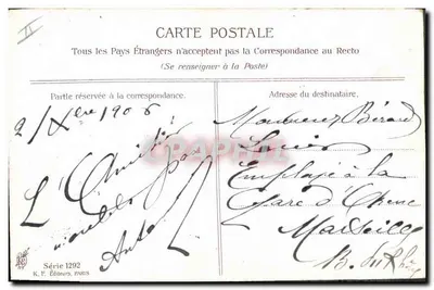 Jovem mulher com rosa — Série 1292 — K.F. Éditeurs, PARIS — Verso