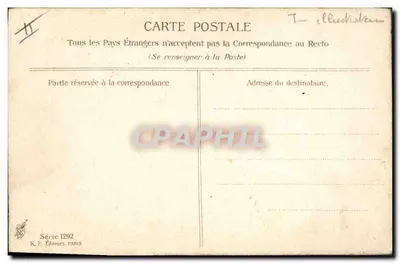 Jovem mulher com vestido vermelho — retrato — K. F. Éditeurs, Paris, Série 1292 — Verso