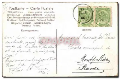 Młoda kobieta w czerwonym stroju — dzieło R. Aste — wydawca nieodczytelny — Rewers