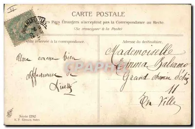 Jovem mulher com vestido vermelho — retrato — K. F. Éditeurs, Série 1292 — Verso