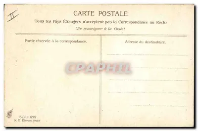 Junge Frau in Kleid und rosem Band — K. F. Verlage, Paris, Serie 1292 — Rückseite